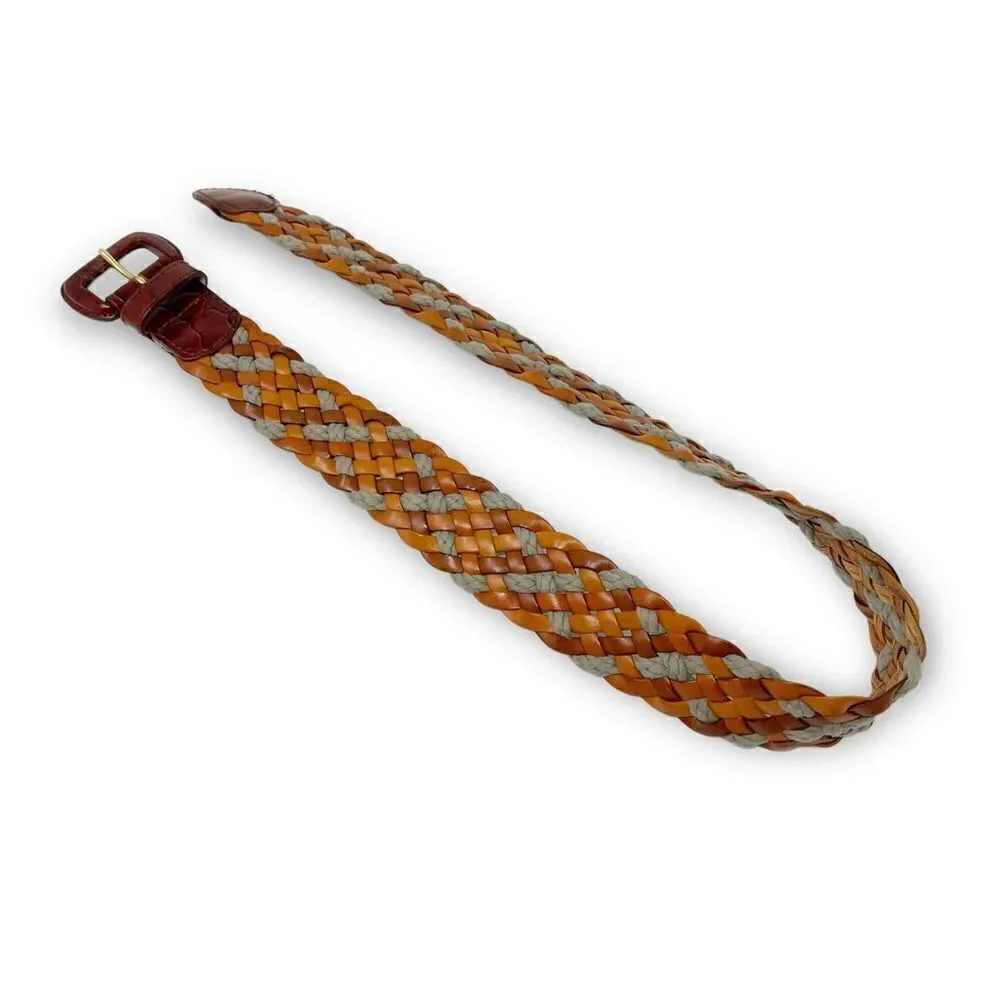 Woven Braided Basket Leather Belt Youth Size Medium